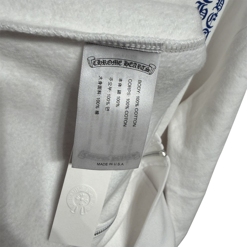 Chrome Hearts Vertical logo Zip-Up hoodie White/Blue