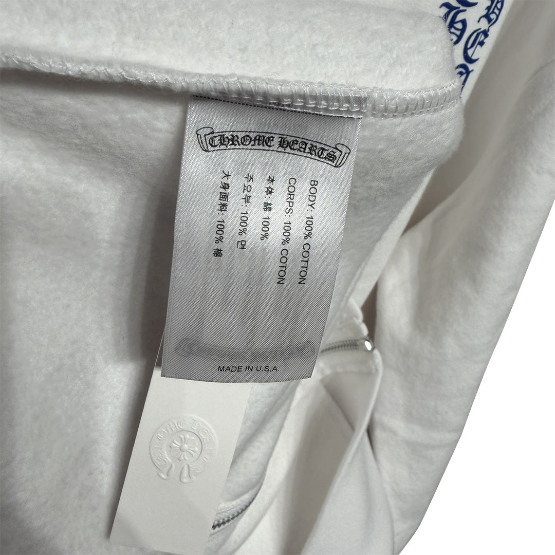 Chrome Hearts Vertical logo Zip-Up hoodie White/Blue
