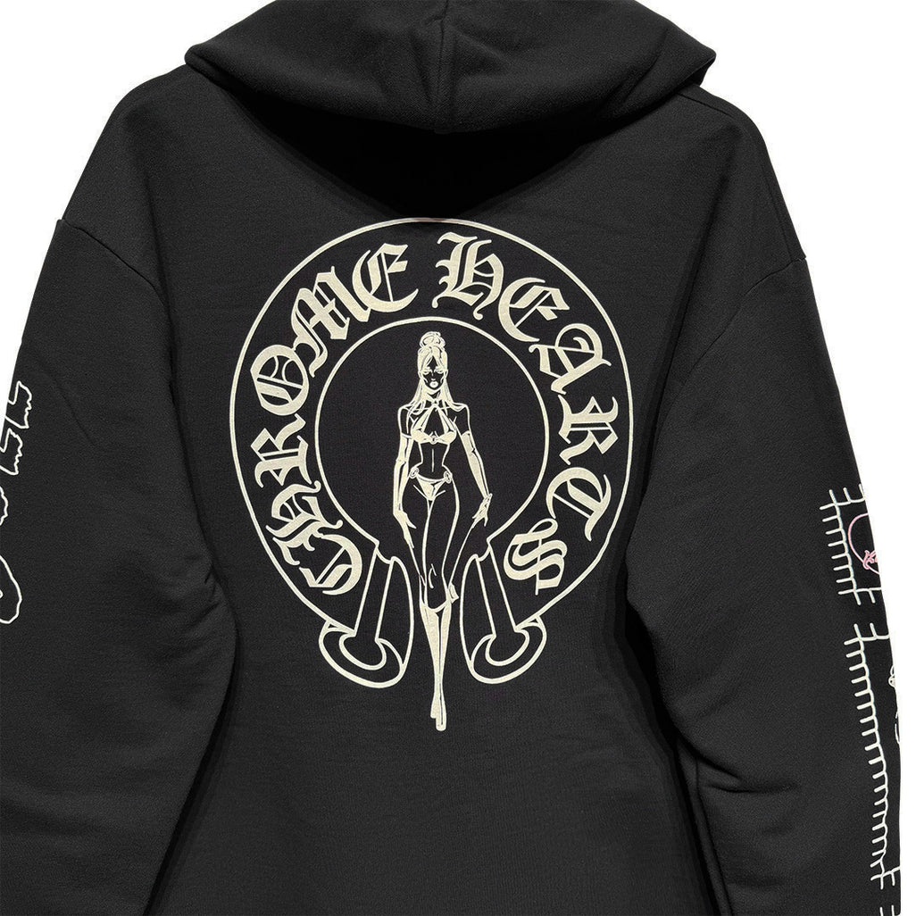 Chrome Hearts x Deadly Doll Pullover Hoodie Black/White