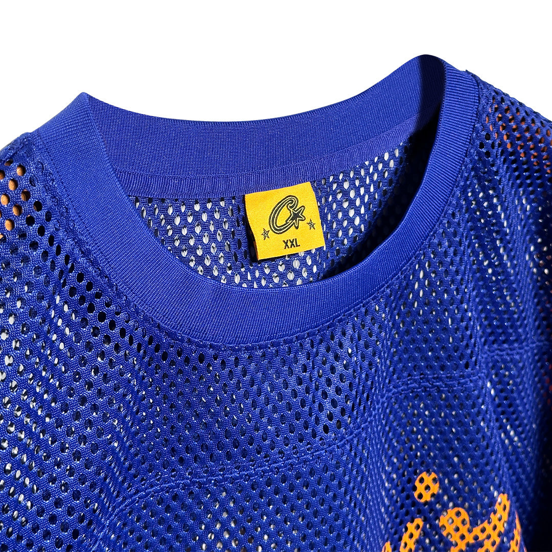 Corteiz Open Mesh Panel Jersey Blue Orange
