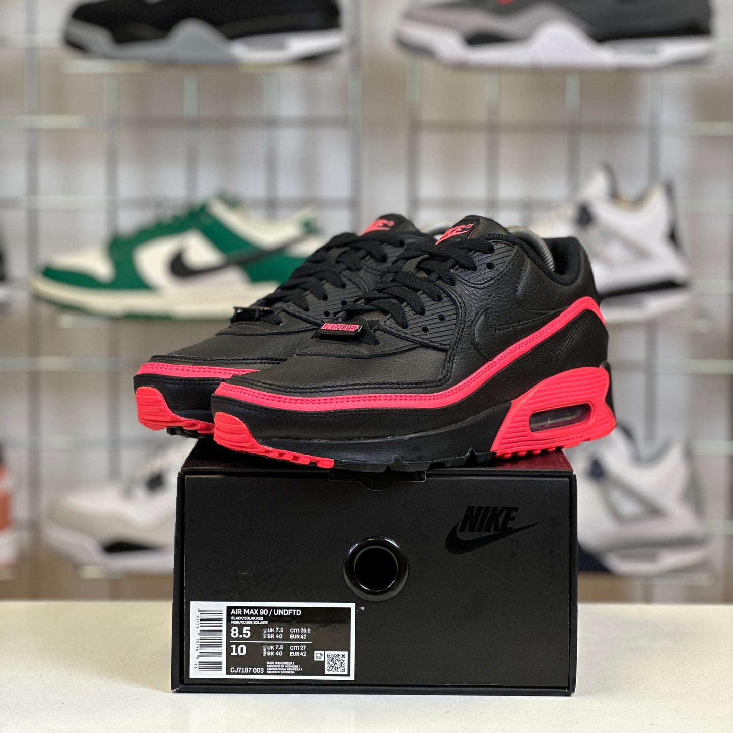 Nike Air Max 90 Undefeated 'Black Solar Red' UK7.5