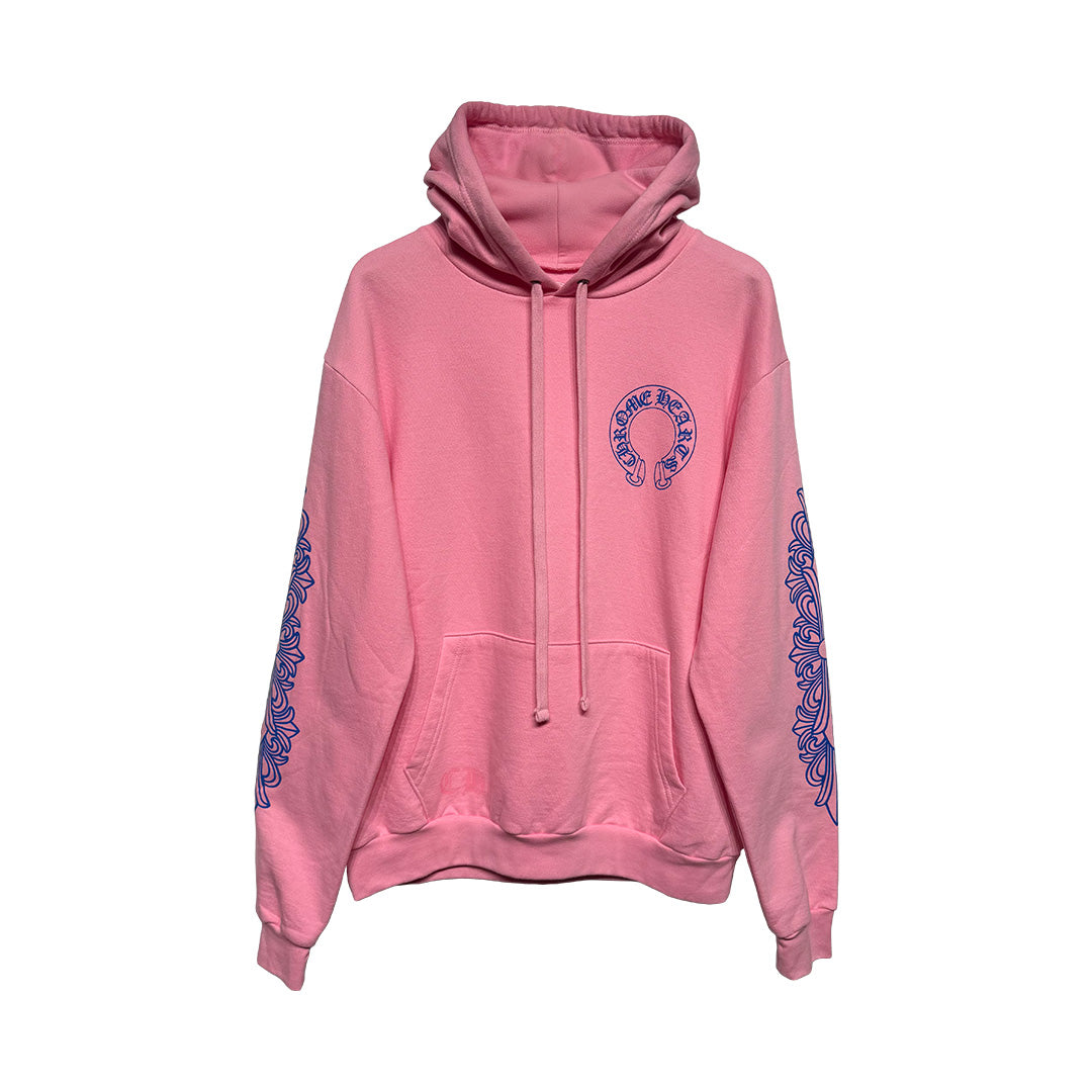 Chrome Hearts Floral Horseshoe Hoodie Blue/Pink