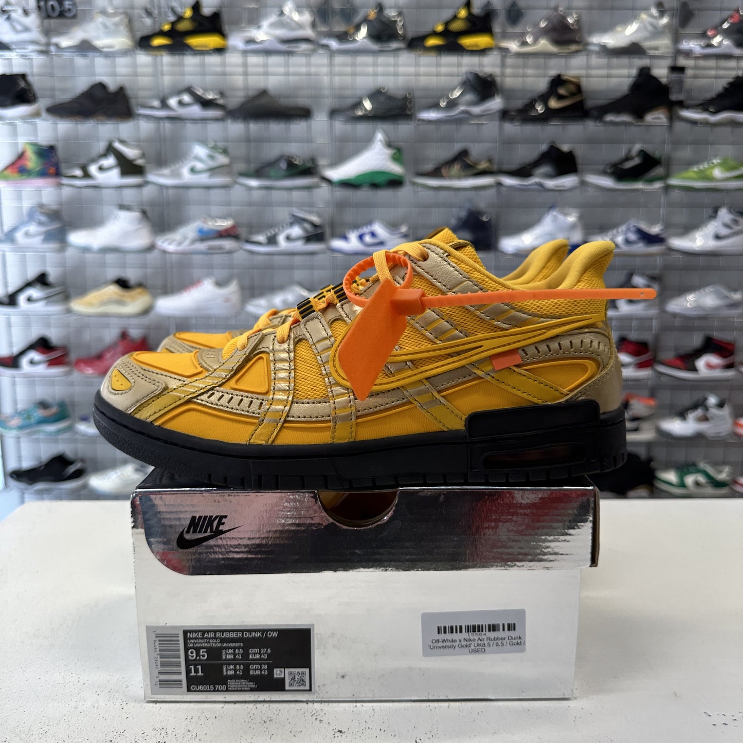 Off-White x Nike Air Rubber Dunk 'University Gold' UK8.5