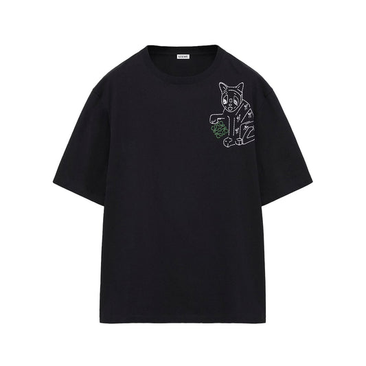 LOEWE Louis Wain Anagram Lucky Cat Embroidered T-Shirt