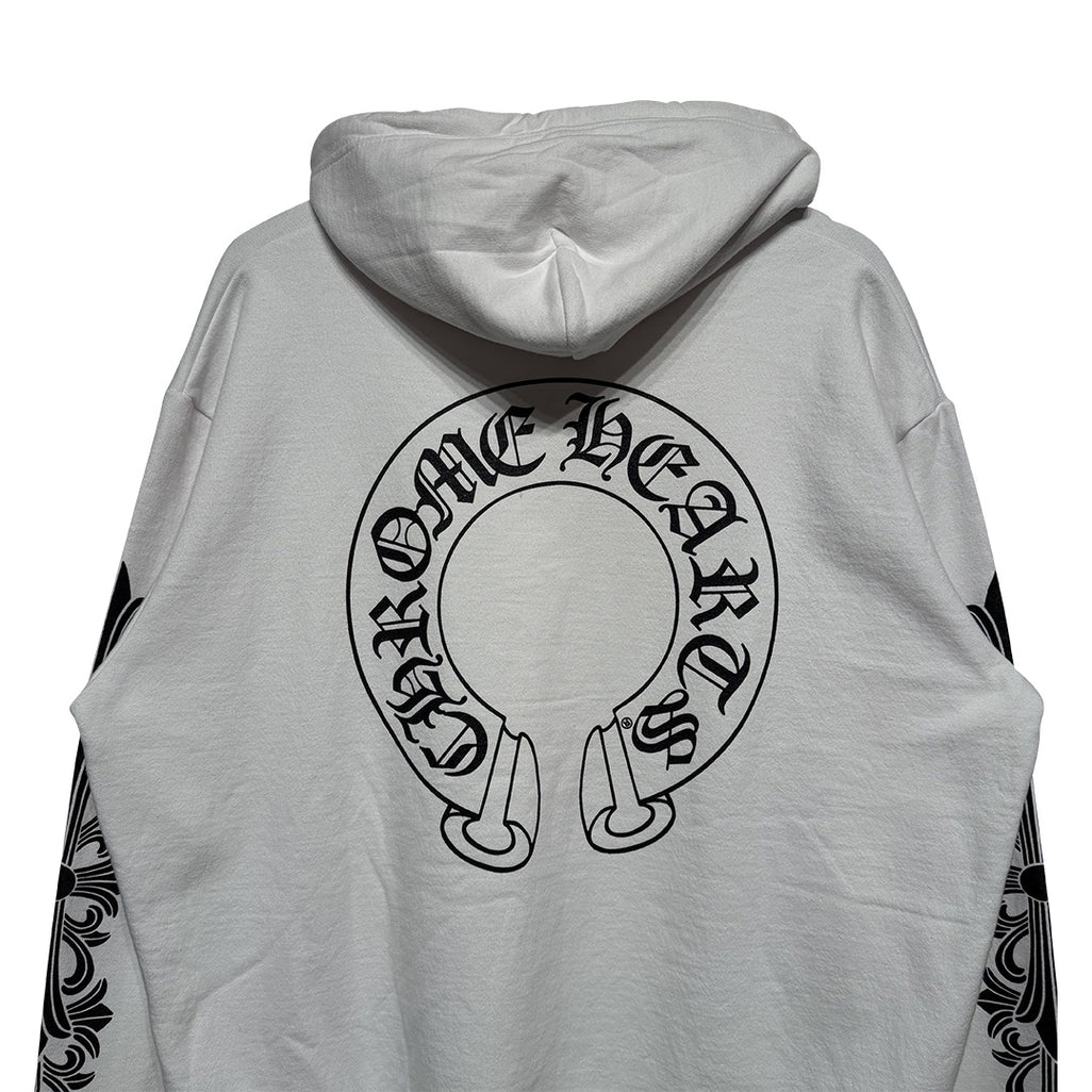 Chrome Hearts Floral Horseshoe Hoodie White Black