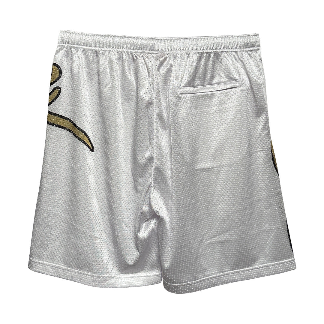 Supreme Big Script Mesh Shorts White Gold