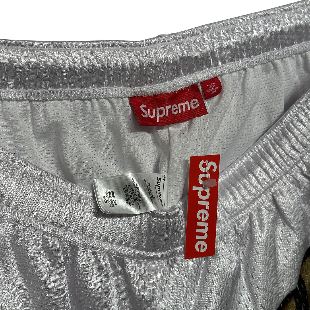 Supreme Big Script Mesh Shorts White Gold