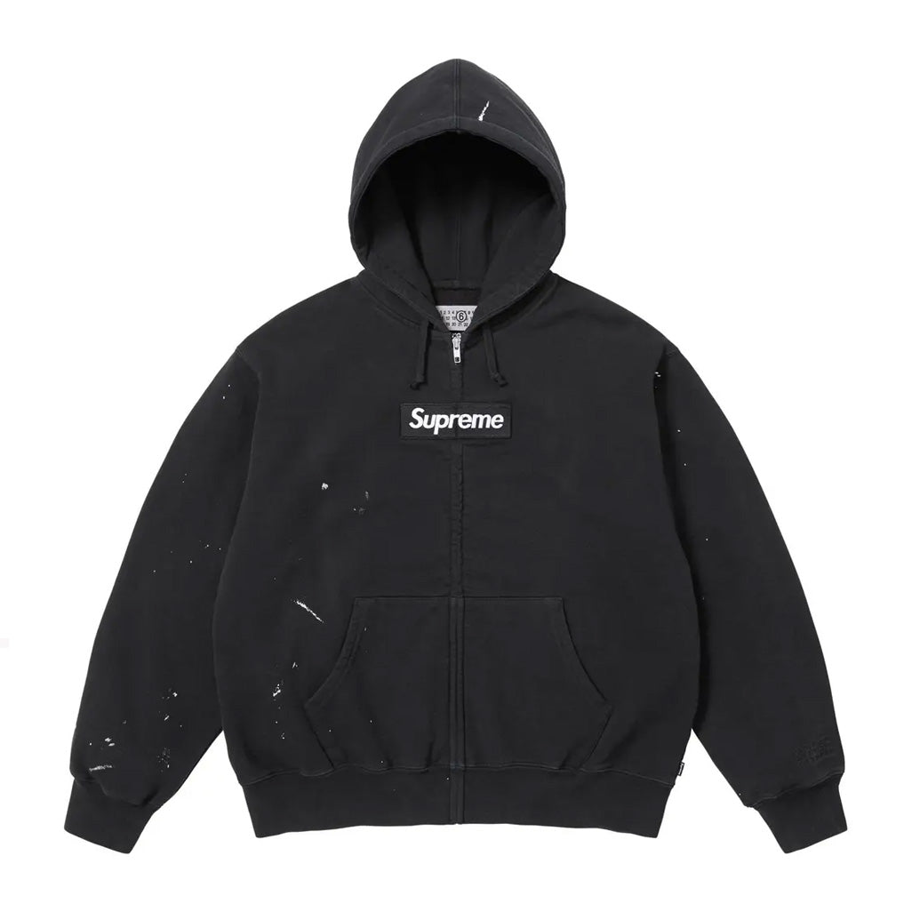 Supreme MM6 Maison Margiela Box Logo Zip Up Hooded Sweatshirt Black
