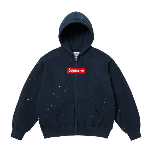 Supreme MM6 Maison Margiela Box Logo Zip Up Hooded Sweatshirt Navy