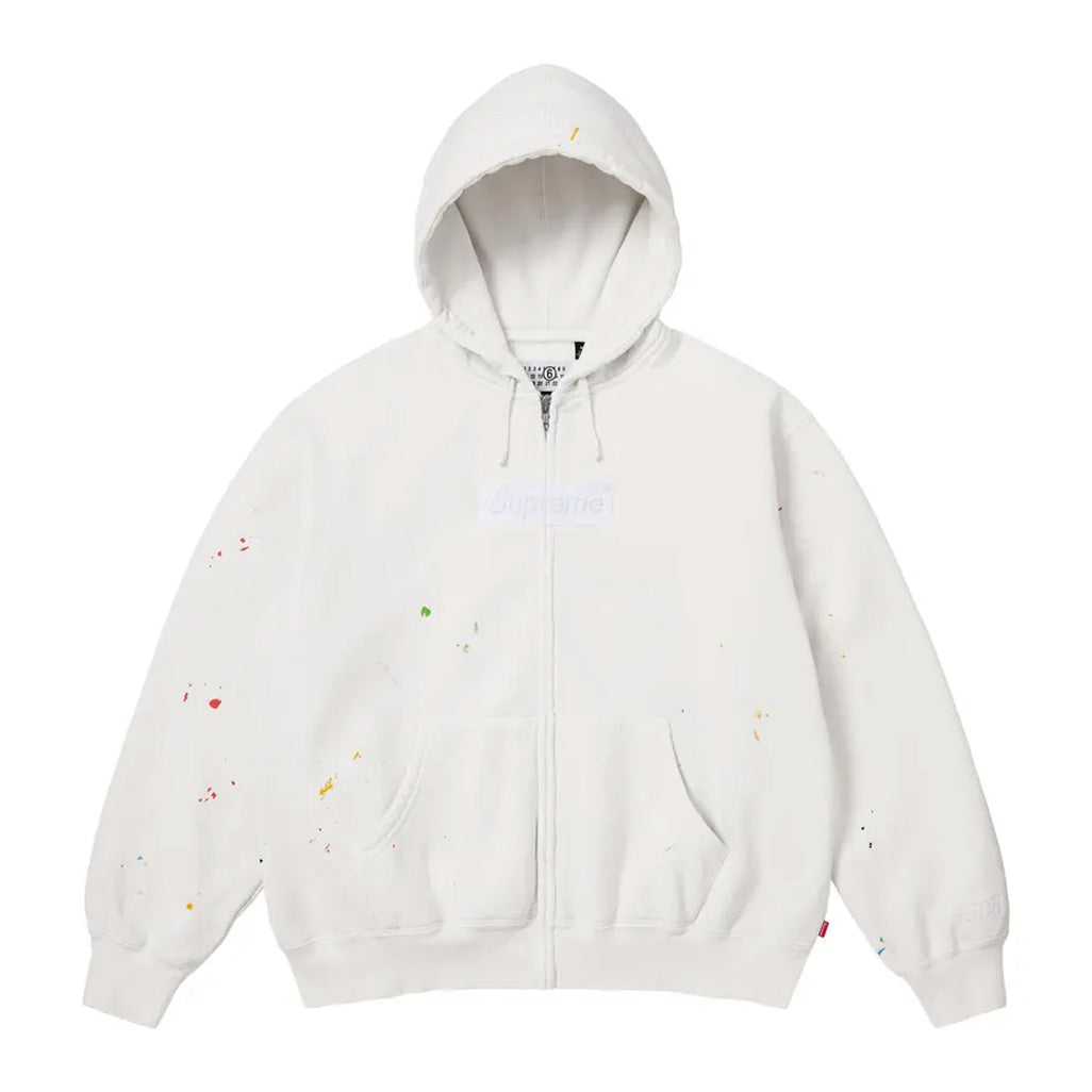 Supreme MM6 Maison Margiela Box Logo Zip Up Hooded Sweatshirt White