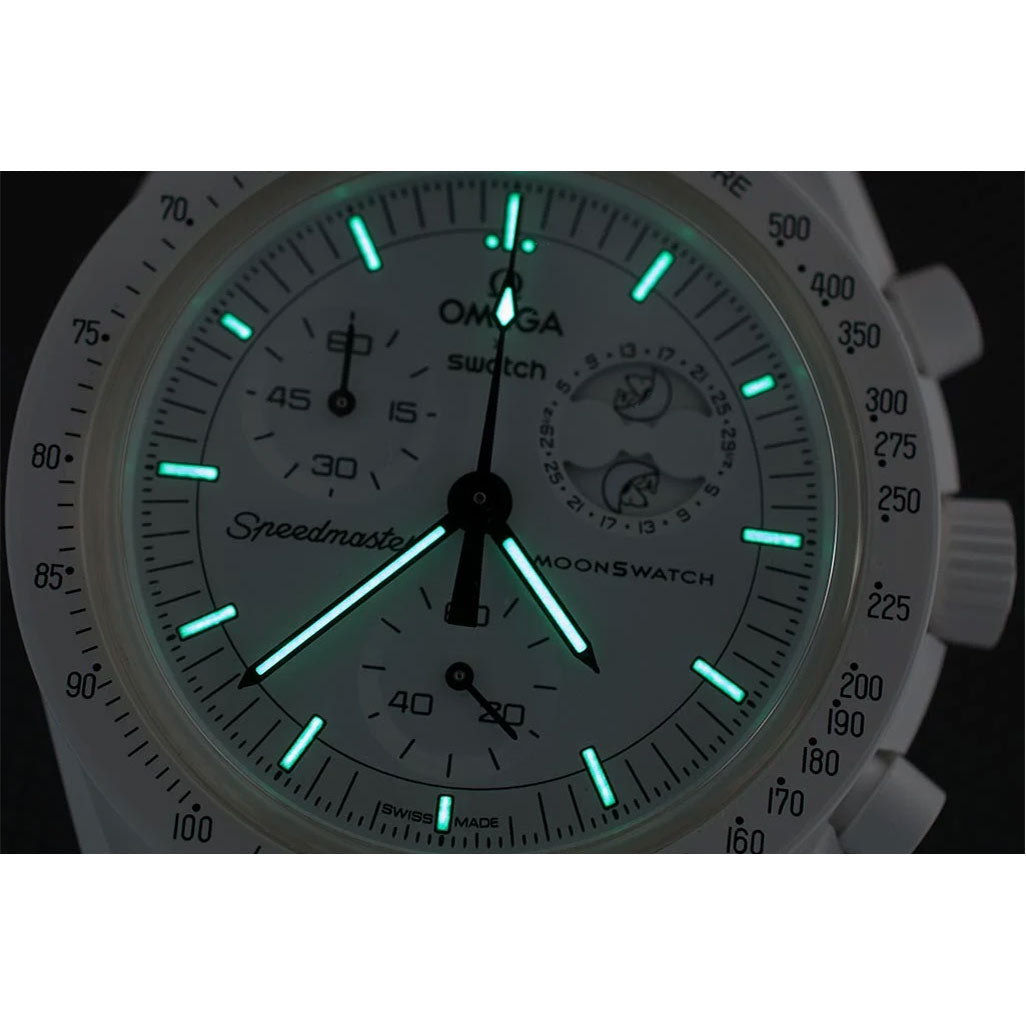 Swatch x Omega Bioceramic Moonswatch Mission To Moonphase Snoopy SO33W700