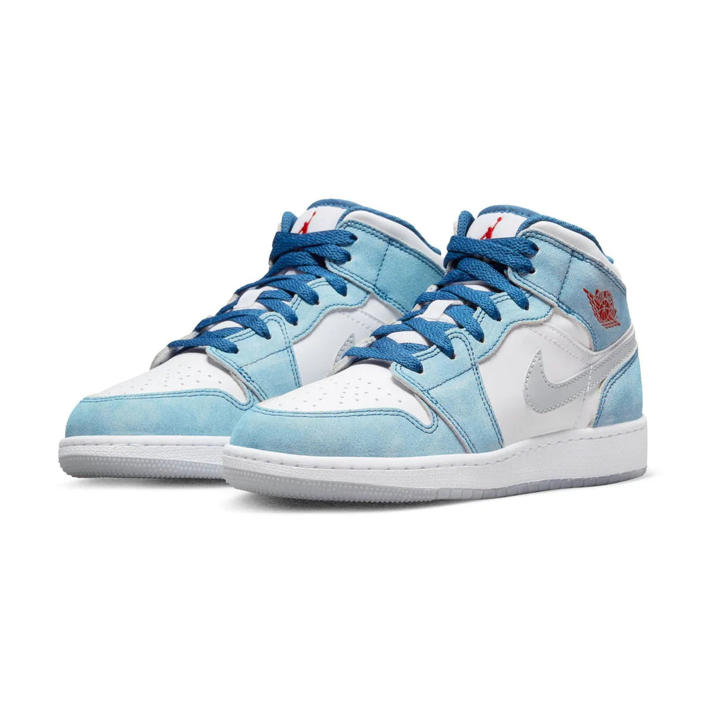 Air Jordan 1 Mid French Blue Fire Red GS