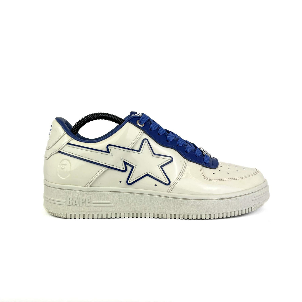 A Bathing Ape Bape Sta Patent Leather White Blue (No Box) UK8
