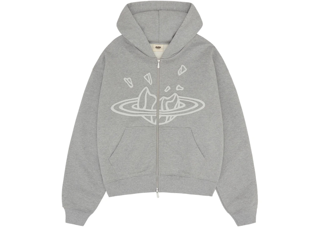 Broken Planet Zip Up Hoodie Heather Grey - 2