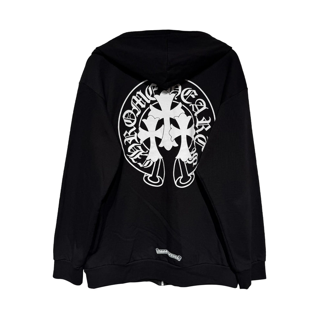 Chrome Hearts ジップアップパーカー Chrome Hearts Triple Cross Zip-Up Hoodie Black/White – OG Kicks