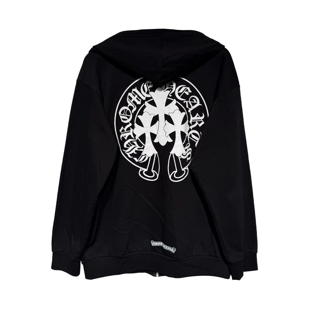トップス CHROME HEARTS Chrome Hearts Triple Cross Zip-Up Hoodie Black/White – OG Kicks