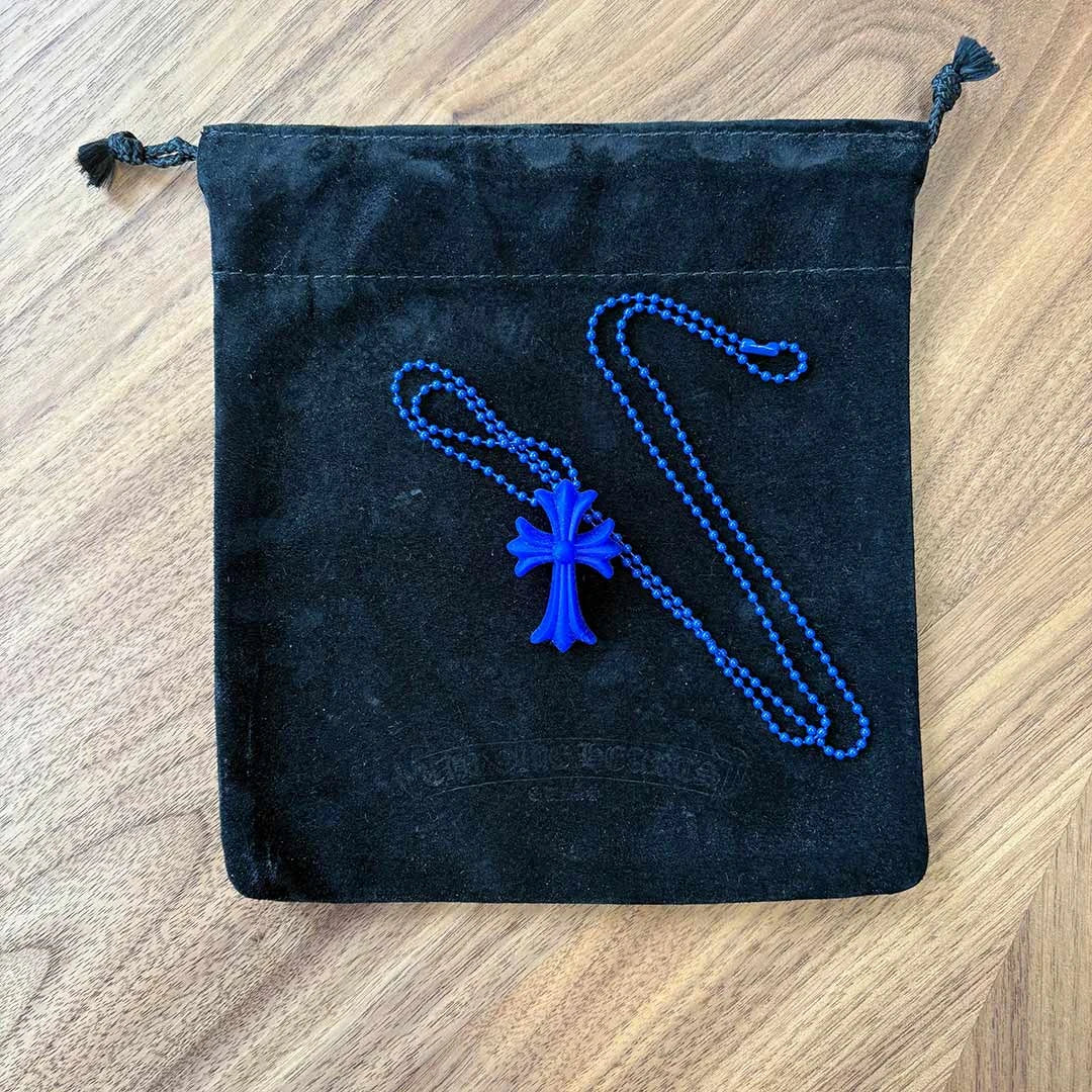 Chrome Hearts Blue Silicone Cross Necklace - 2