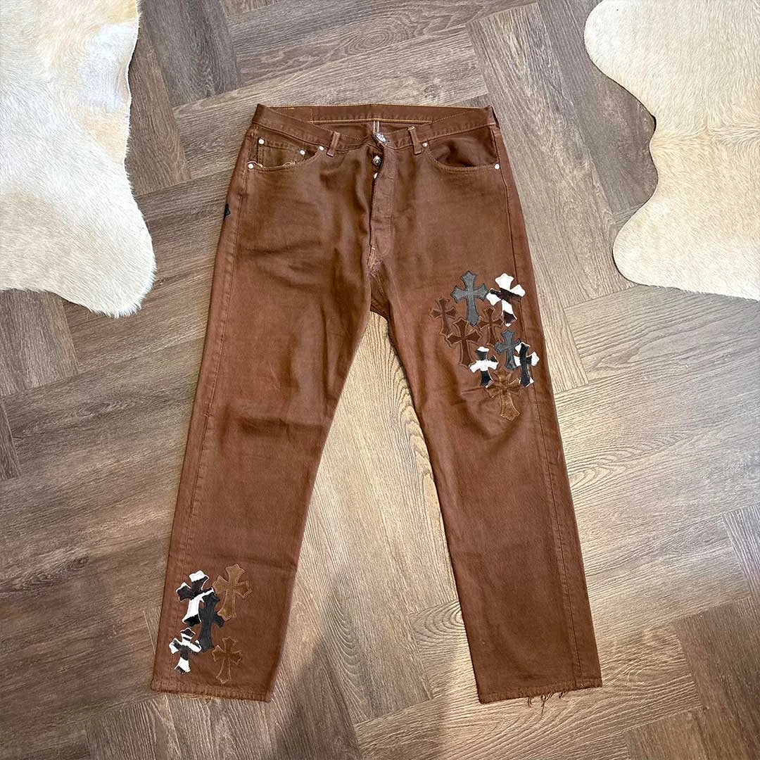 Chrome Hearts Brown Multi Patch Jeans - 1