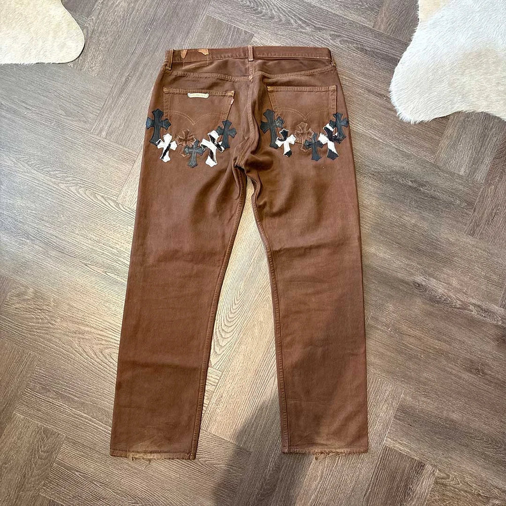 Chrome Hearts Brown Multi Patch Jeans - 2