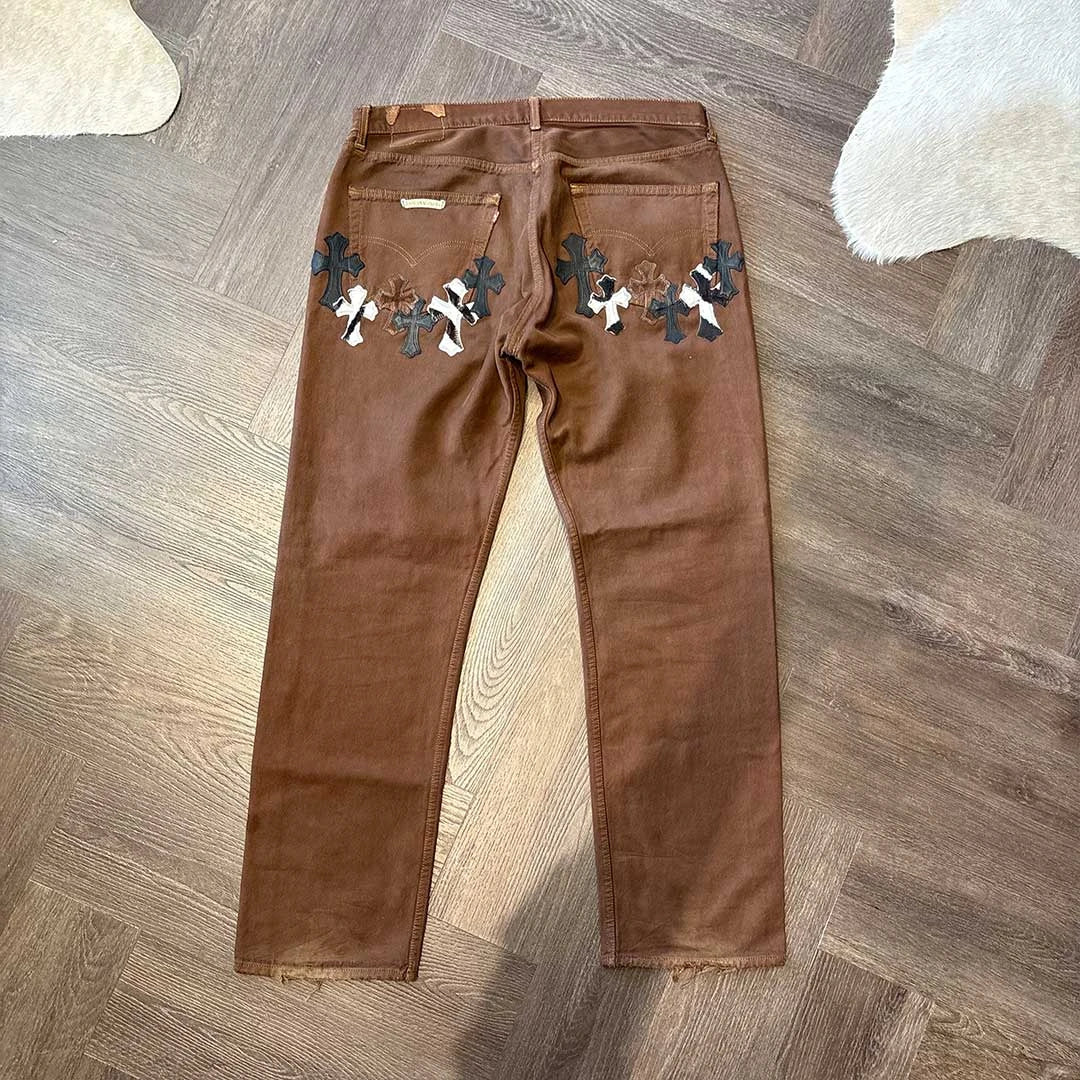 Chrome Hearts Brown Multi Patch Jeans - 2