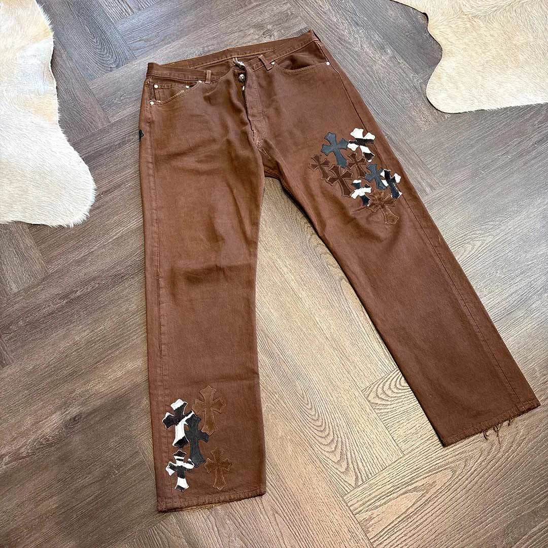 Chrome Hearts Brown Multi Patch Jeans - 4