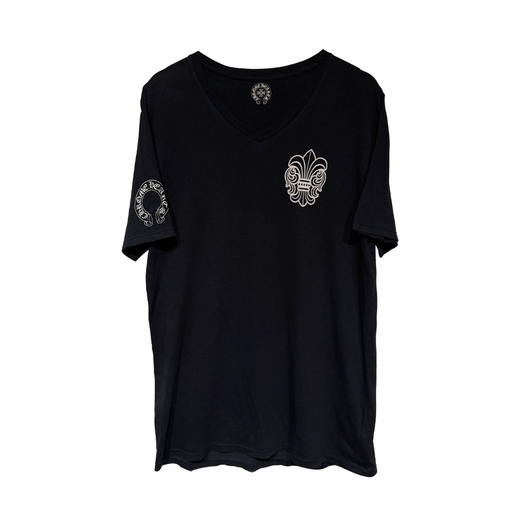 Chrome Hearts Fleur-de-lys Black V-neck T-Shirt - 1