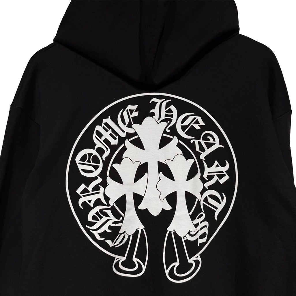 トップス CHROME HEARTS Chrome Hearts Triple Cross Zip-Up Hoodie Black/White – OG Kicks