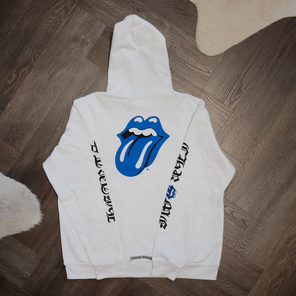 Chrome Hearts Rolling Stone White Blue Hoodie