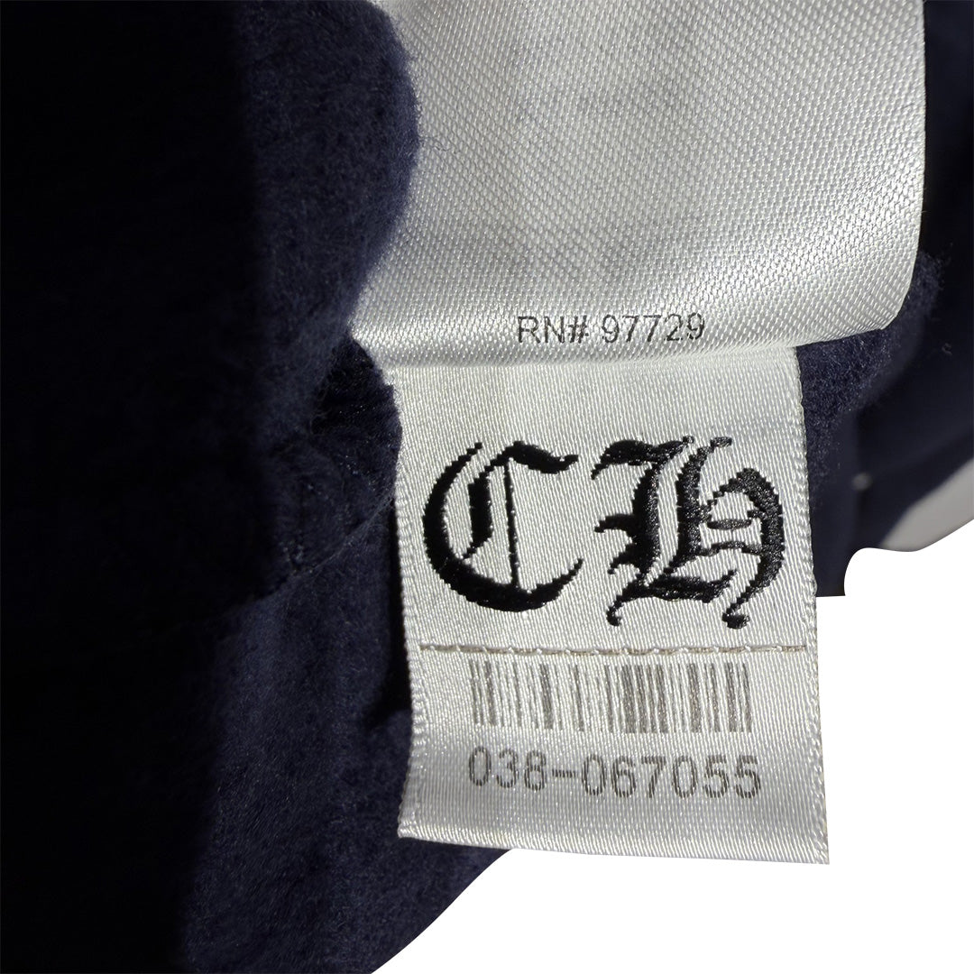 Chrome Hearts Script Logo Hoodie Navy Yellow - 6