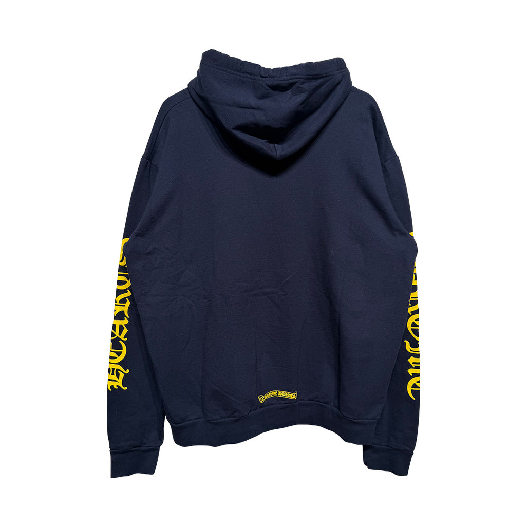 Chrome Hearts Spell Out Hoodie Navy Yellow - 2