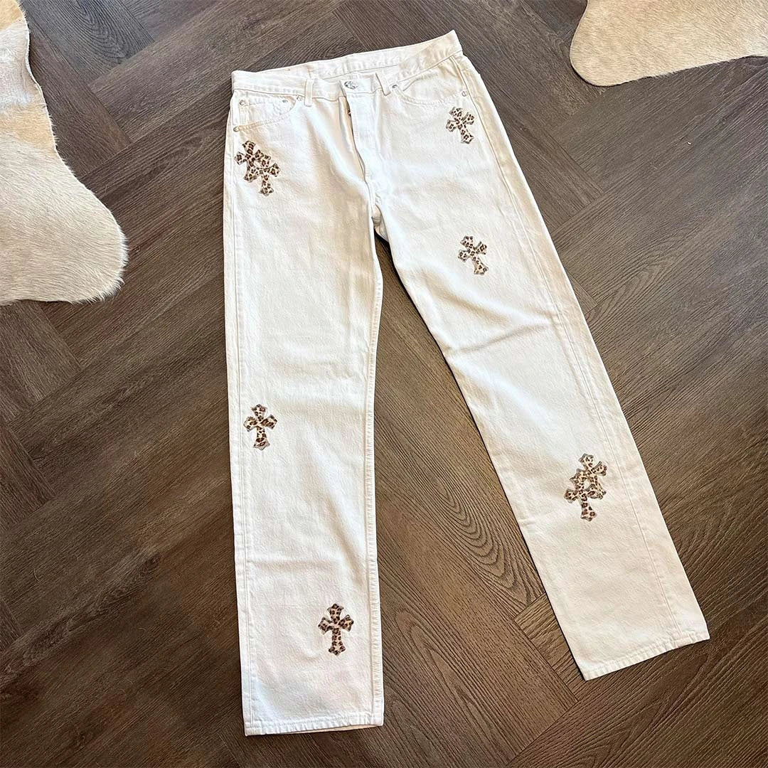 Chrome Hearts White Leopard Denim Jeans - 5