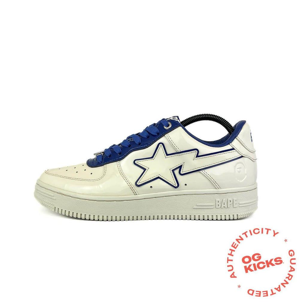A Bathing Ape Bape Sta Patent Leather White Blue (No Box) UK8