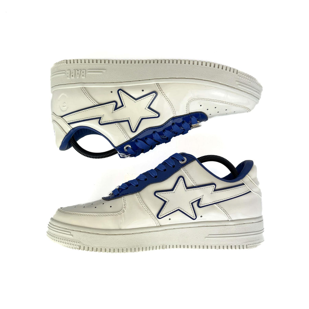 A Bathing Ape Bape Sta Patent Leather White Blue (No Box) UK8