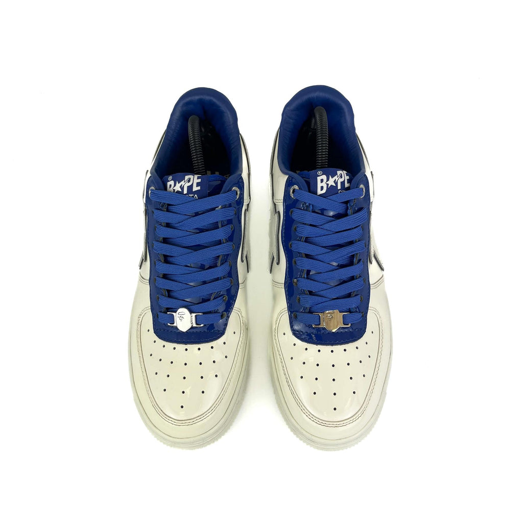 A Bathing Ape Bape Sta Patent Leather White Blue (No Box) UK8