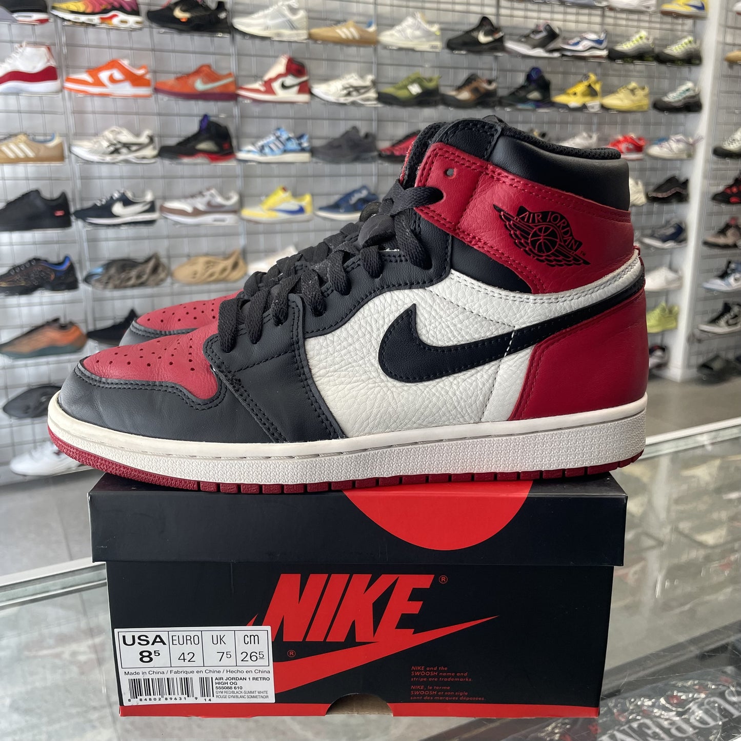 Jordan 1 Retro High 'Bred Toe' UK7.5