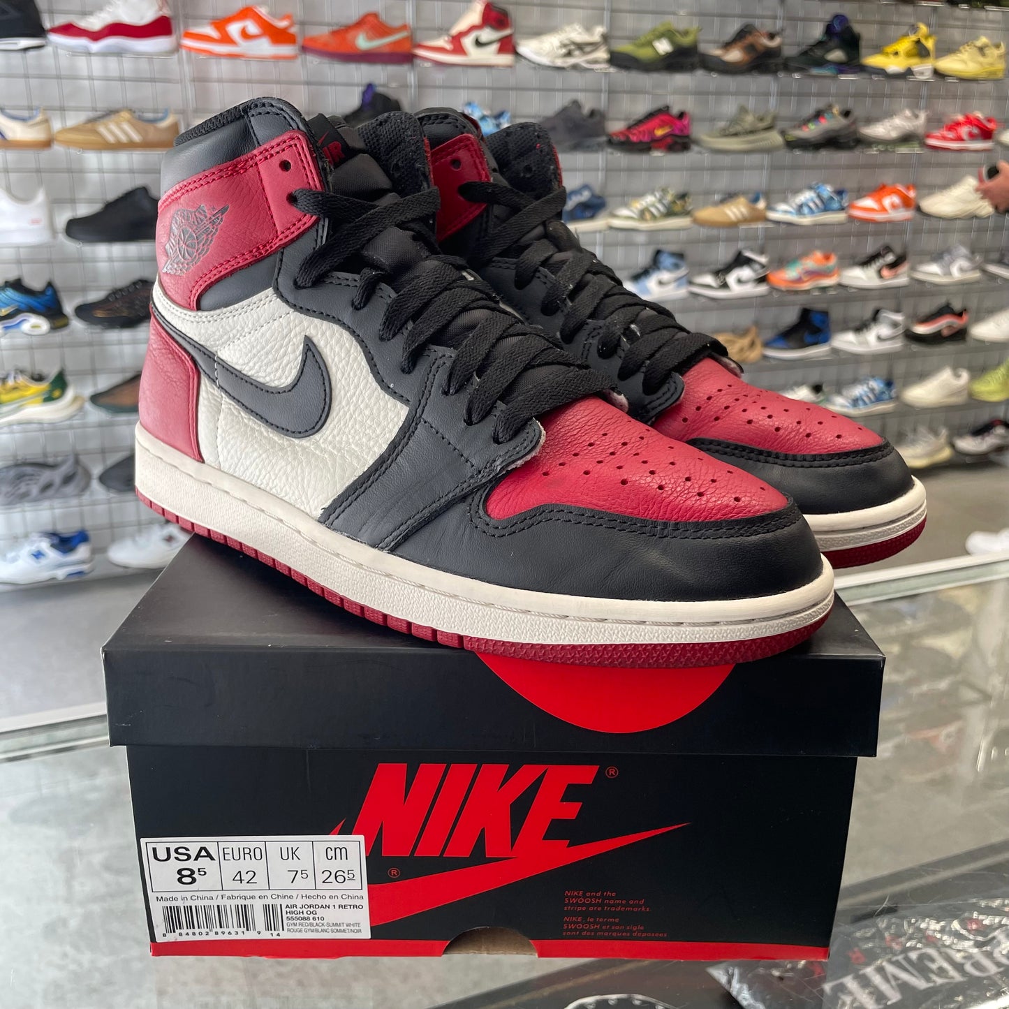 Jordan 1 Retro High 'Bred Toe' UK7.5