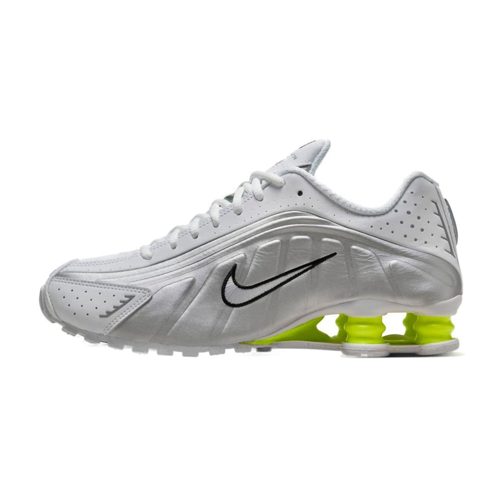 Nike Shox R4 White Metallic Silver Volt (Women's)