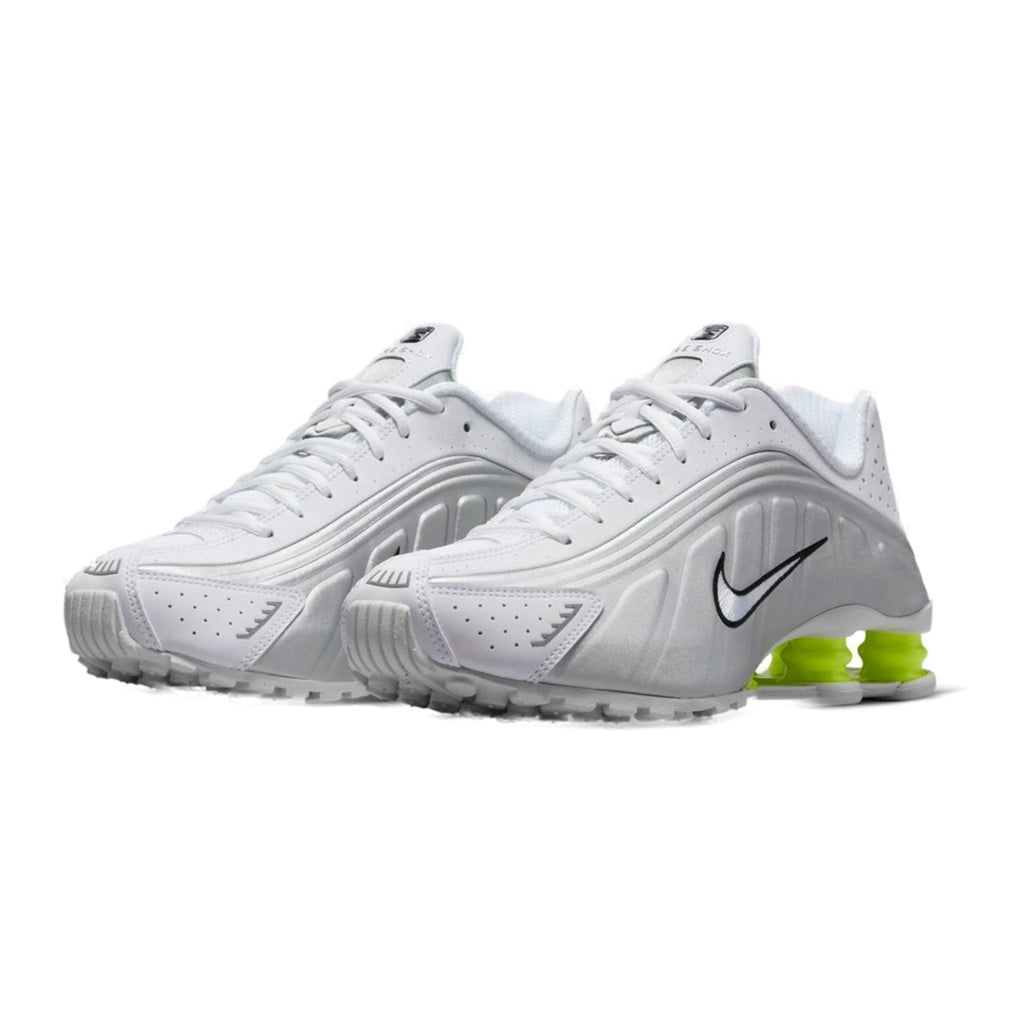 Nike Shox R4 White Metallic Silver Volt (Women's)