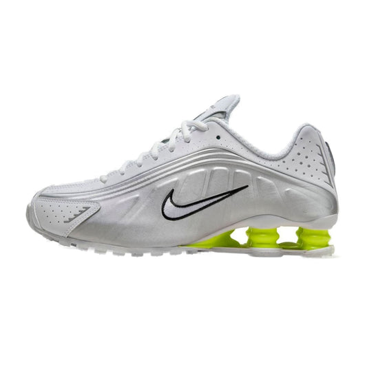 Nike Shox R4 White Metallic Silver Volt (Women's)