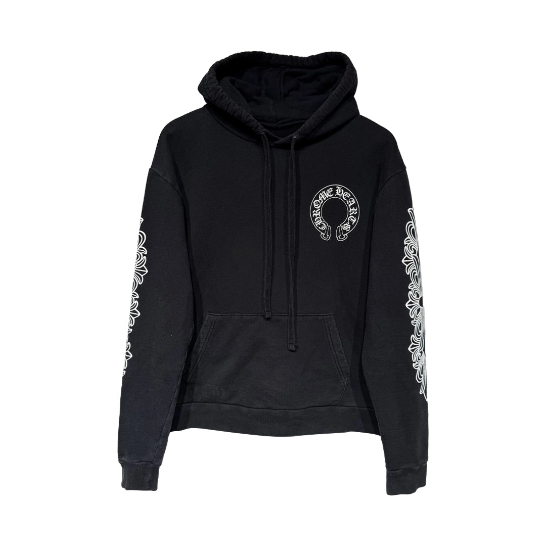 Chrome Hearts Horseshoe Floral Hoodie Black/White