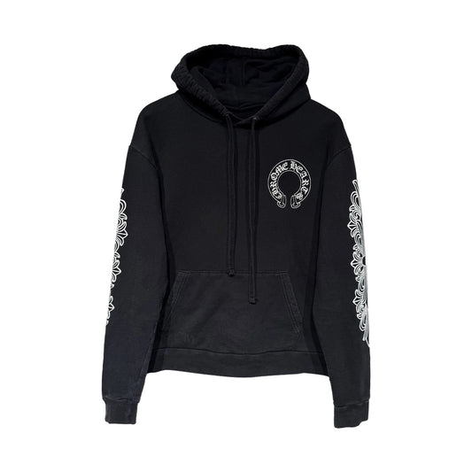 Chrome Hearts Horseshoe Floral Hoodie Black/White