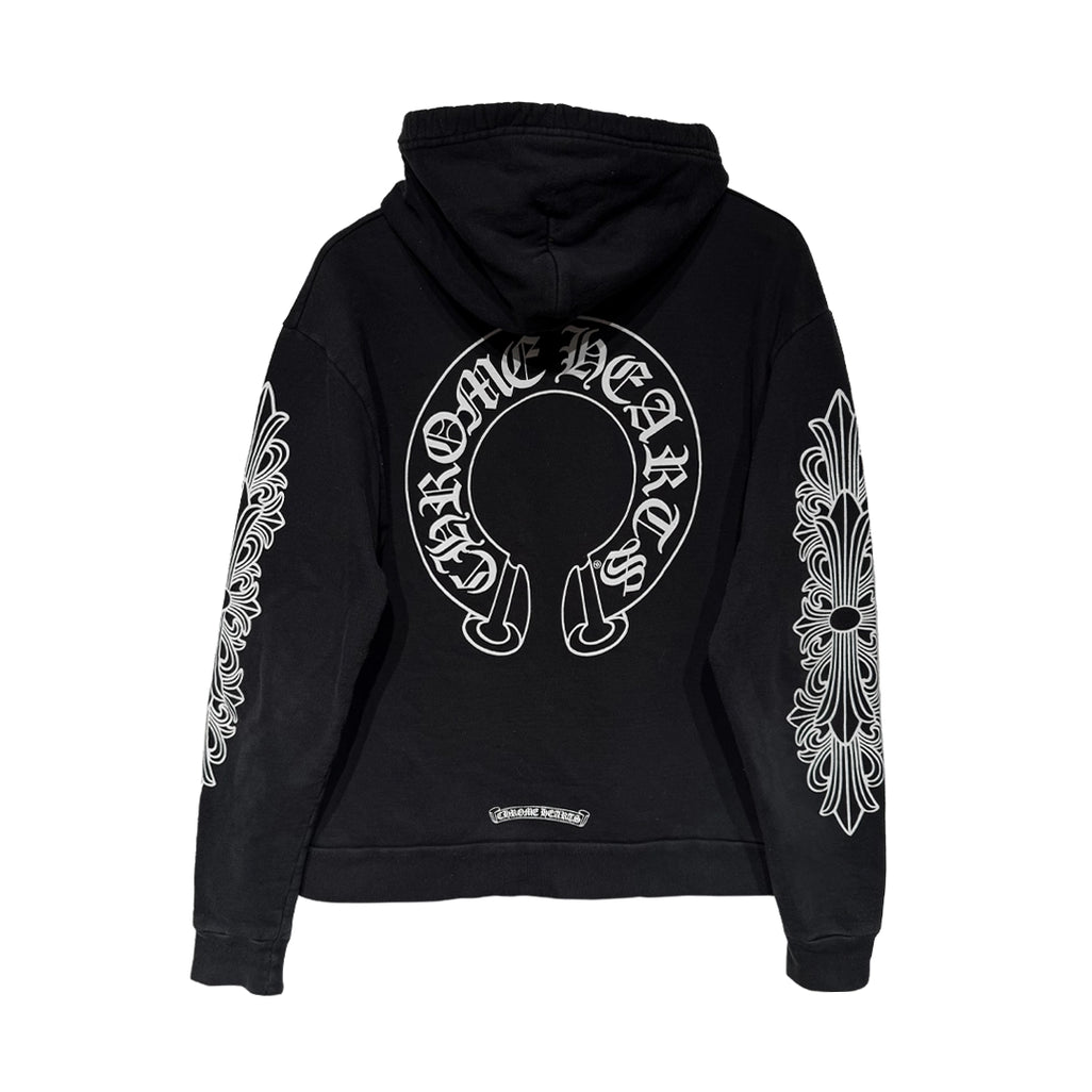 Chrome Hearts Horseshoe Floral Hoodie Black/White
