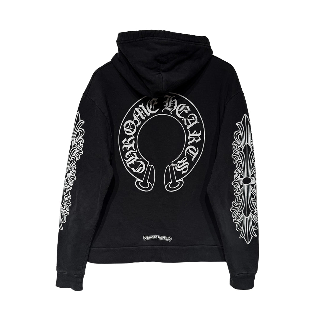 Chrome Hearts Horseshoe Floral Hoodie Black/White