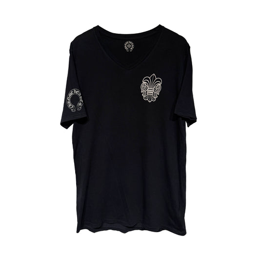 Chrome Hearts V-neck Fleur-de-lys Black T-Shirt