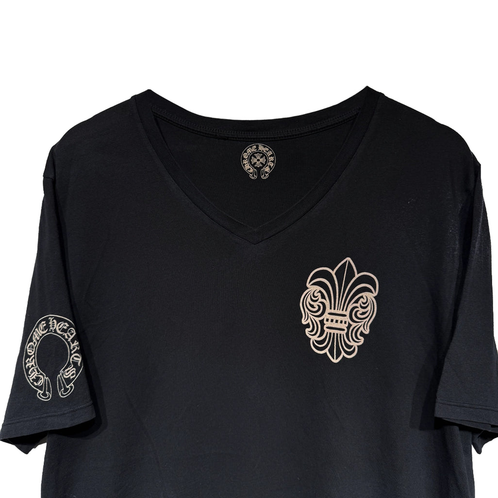 Chrome Hearts V-neck Fleur-de-lys Black T-Shirt