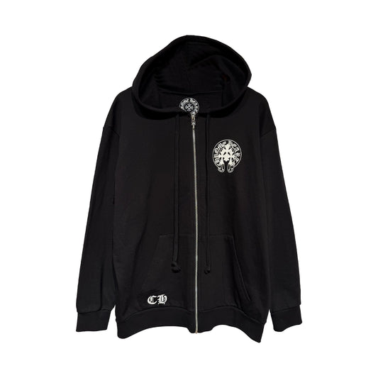 Chrome Hearts Triple Cross Zip-Up Hoodie Black/White