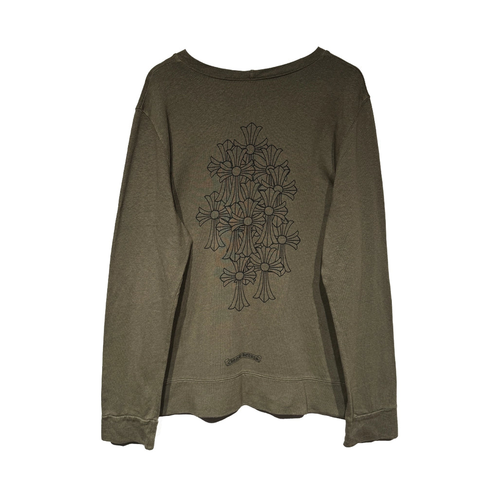 Chrome Hearts Olive Green Cluster Crosses Sweatshirt