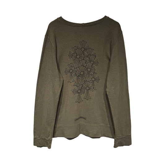 Chrome Hearts Olive Green Cluster Crosses Sweatshirt
