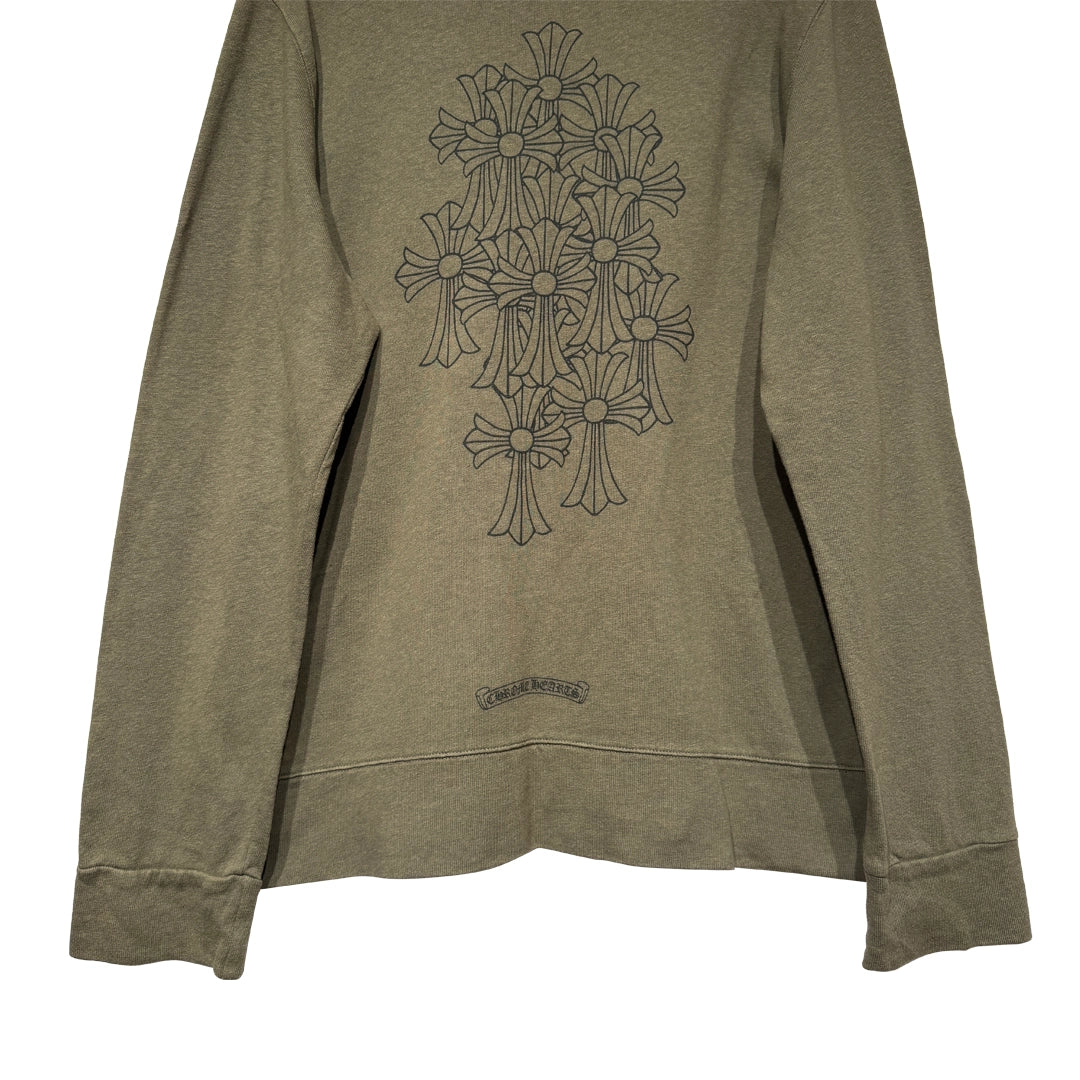 Chrome Hearts Olive Green Cluster Crosses Sweatshirt