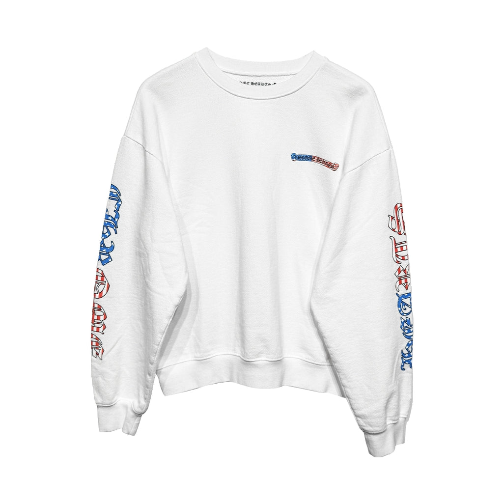 Chrome Hearts USA Scroll Logo Crew Neck White